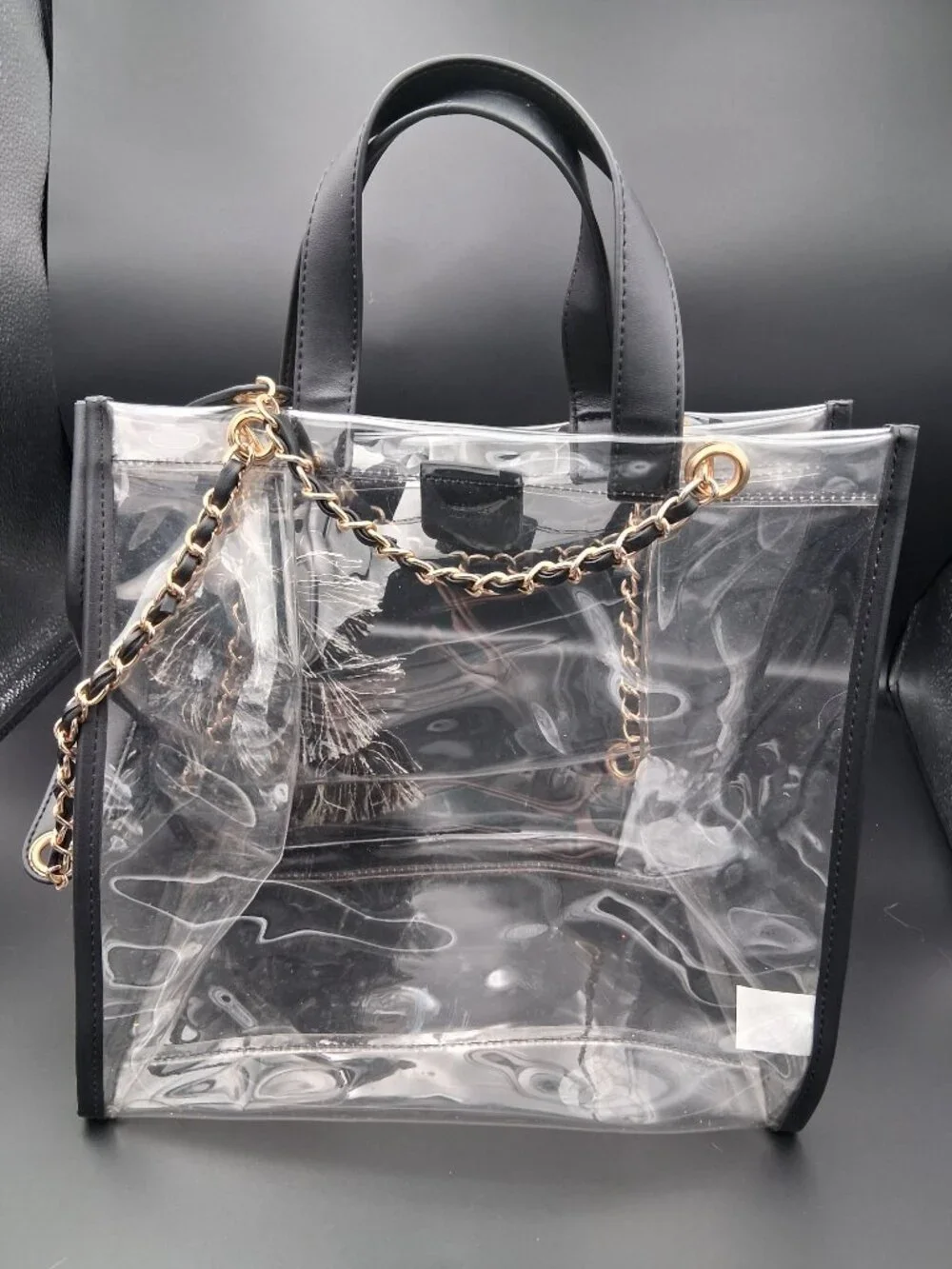 Sheer Gear clear stadium tote. Breeze through security! Detachable straps/tassel